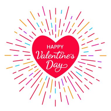 Holiday greeting card with hand lettering Happy Valentine's Day.