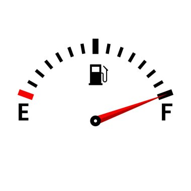 Gösterge vektör tankı tam simge. Depoda yakıt seviyesi olan gösterge paneli.