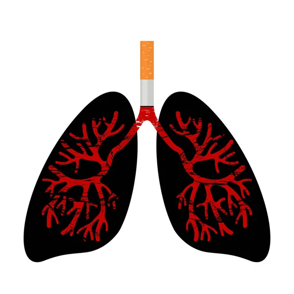 Human lungs are affected by the disease from smoking — ストックベクタ