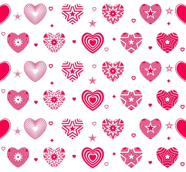 Heart seamless background. Abstract modern hearts for t-shirt design, wedding card, invitation, valentines day — 스톡 벡터