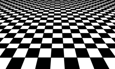 Graphic grid perspective chess background. Black silhouette on a white background. clipart
