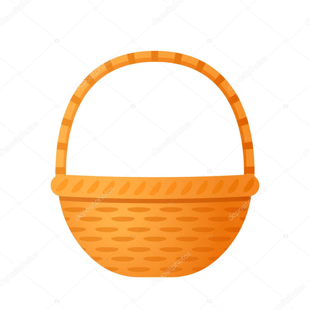 realistic wicker basket. vector illustration isolated on white background