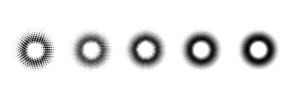 Sada abstraktních půltónových kruhů v kresleném stylu. kolekce pro design a tisk — Stockový vektor