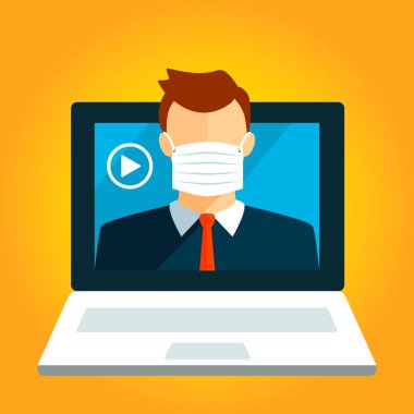 webinar, çevrimiçi konferanslar, tele-çalışma, dersler ve internetteki karantinaya alınmış online eğitim.