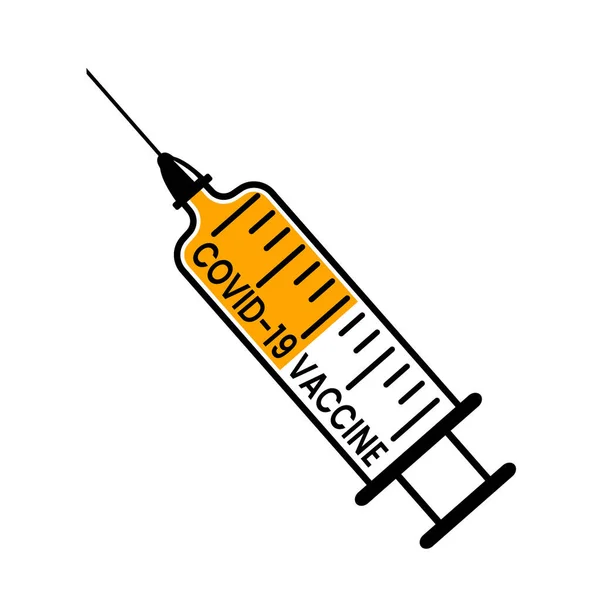 Vaccin tegen het Chinese virus Covid -19. Spuit met geneesmiddel voor een uitbraak van het coronavirus. — Stockvector