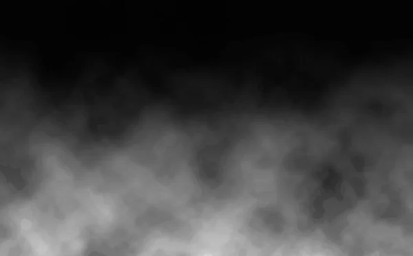 Siyah arka planda gerçekçi duman ve tozun grafiksel arkaplanı. Vektör illüstrasyonu