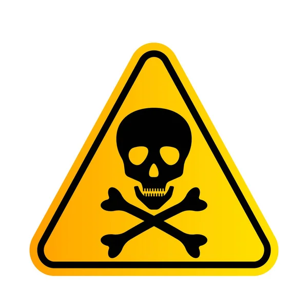 Ossos Crânio Como Sinal Alerta Toxicidade Ícone Perigo Triângulo Amarelo — Vetor de Stock