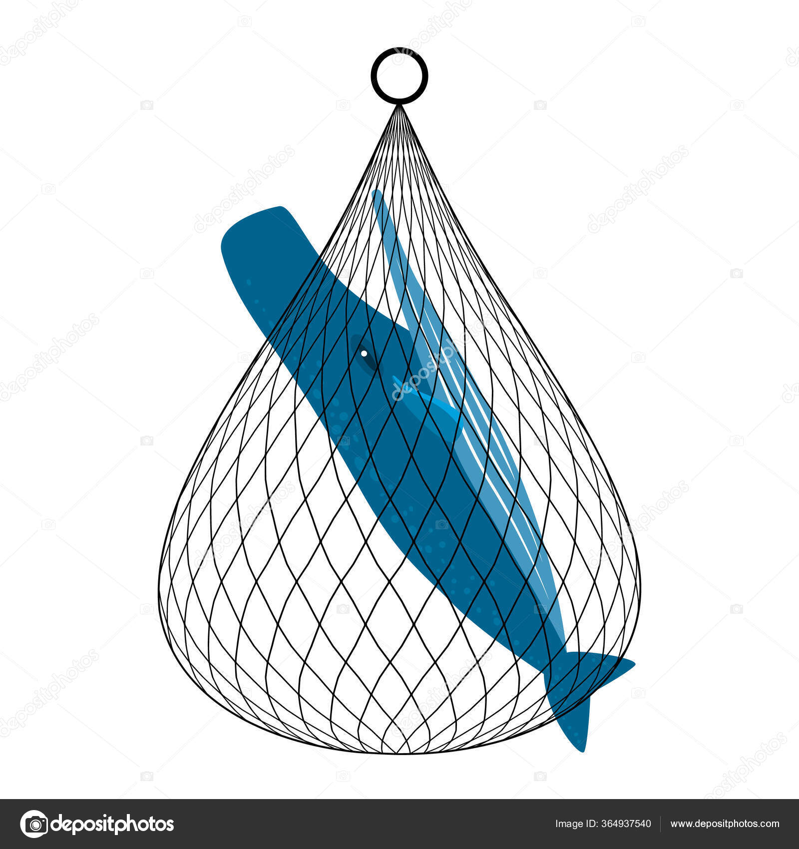 Whales Were Caught Fishing Net Cartoon Style Flat Icon Vector Stock Vector  by ©pogorelovaolga37@gmail.com 364937540
