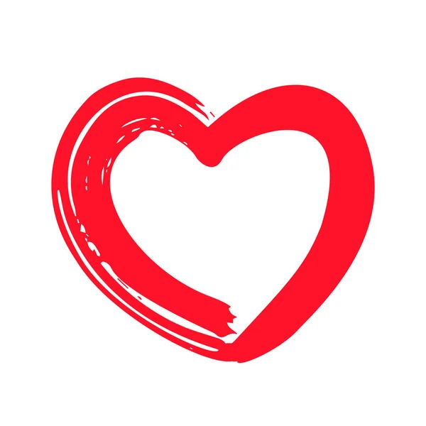 Červené Srdce Ručně Vyrobeném Obrysu Jako Symbol Svatého Valentýna Ploché — Stockový vektor