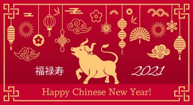 Happy chinese new year. the white metal ox is a symbol of 2021, the Chinese New Year. clipart