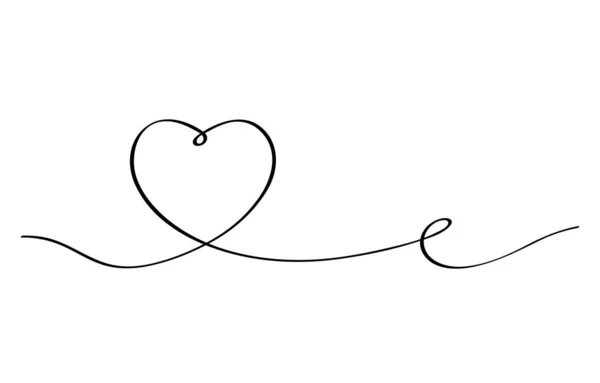 O coração abstrato é desenhado em uma linha contínua. Desenho de rabiscos à mão livre. Elemento de amor para cartões de felicitações, impressão, saudações . —  Vetores de Stock