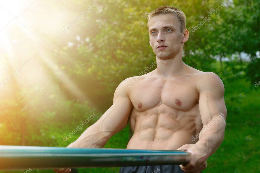 Solo gym outdoor handsome