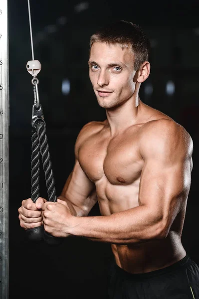 Young man train in gym healthcare lifestyle sexy caucasian ma — Stock Photo, Image