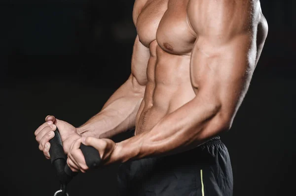 Young man train in gym healthcare lifestyle sexy caucasian ma — Stock Photo, Image