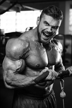 Diyet eğitim kas pompalama yakışıklı güç atletik erkek