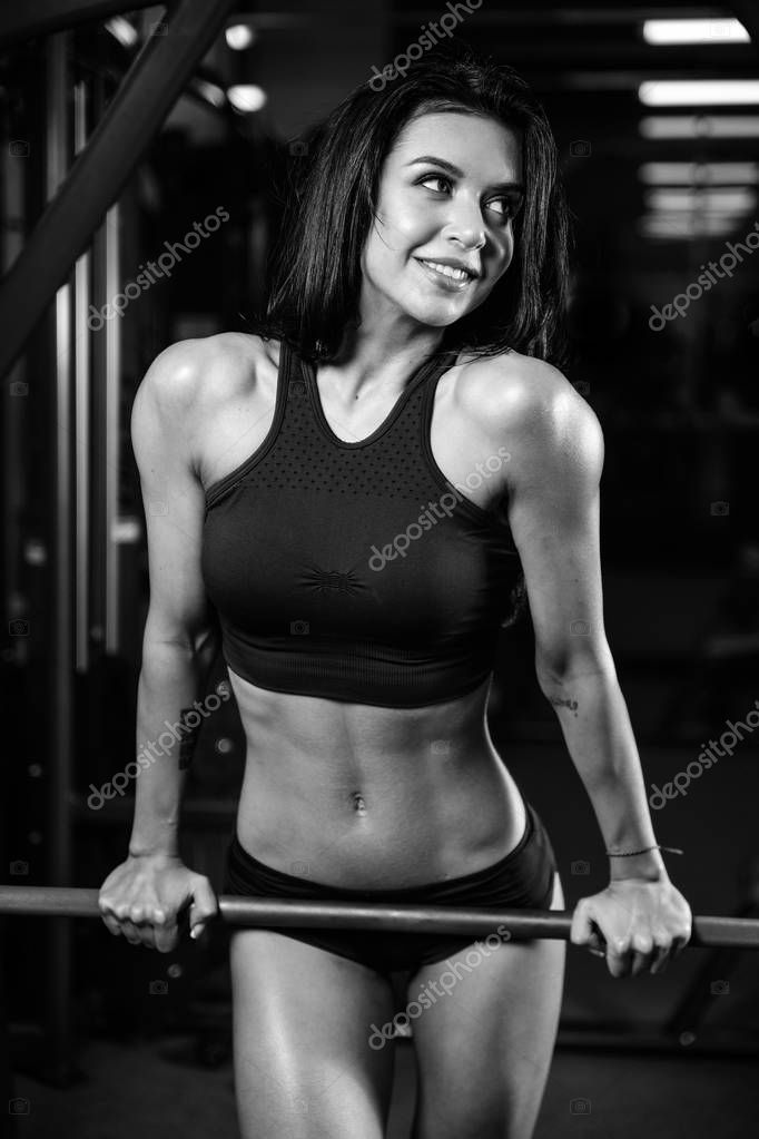 Brunette subway model gym