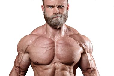 Spor salonu zemin üzerine yakışıklı bir adam portresi