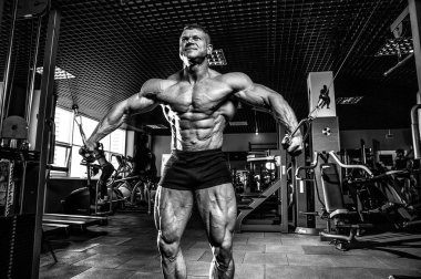 Acımasız beyaz vücut geliştirmeci eğitim sandık içinde jimnastik salonu