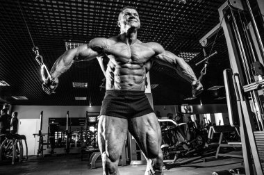 Acımasız beyaz vücut geliştirmeci eğitim sandık içinde jimnastik salonu