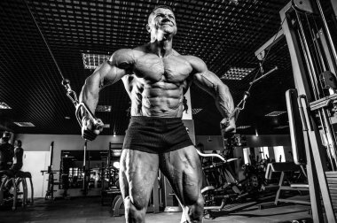 Acımasız beyaz vücut geliştirmeci eğitim sandık içinde jimnastik salonu