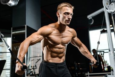 Acımasız beyaz vücut geliştirmeci eğitim sandık içinde jimnastik salonu