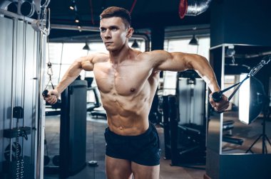 Acımasız beyaz vücut geliştirmeci eğitim sandık içinde jimnastik salonu