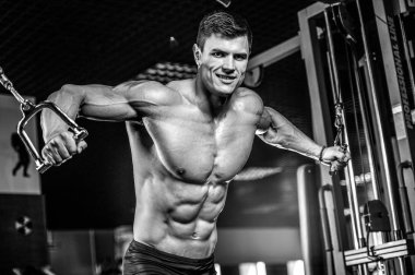 Acımasız beyaz vücut geliştirmeci eğitim sandık içinde jimnastik salonu