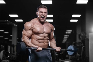 D ile kasları kadar pompalama acımasız güçlü vücut geliştirmeci atletik erkek