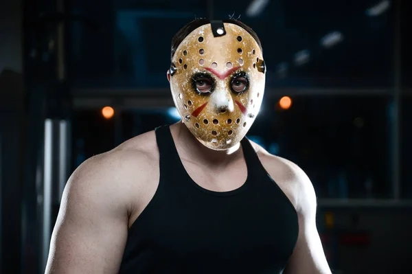 horror brutal Jason mask man strong bodybuilder athletic fitness