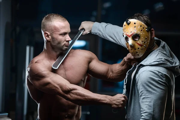 horror brutal Jason mask man strong bodybuilder athletic fitness