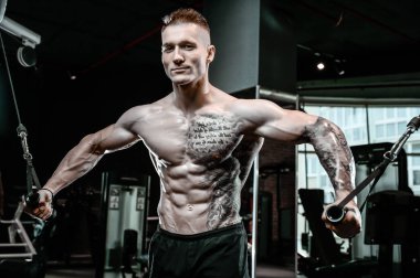 Acımasız beyaz vücut geliştirmeci eğitim sandık içinde jimnastik salonu