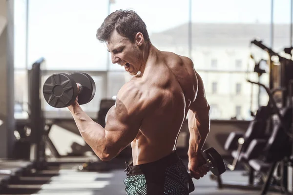 Pěkný silný kulturista atletické muži se svaly s čerpání — Stock fotografie
