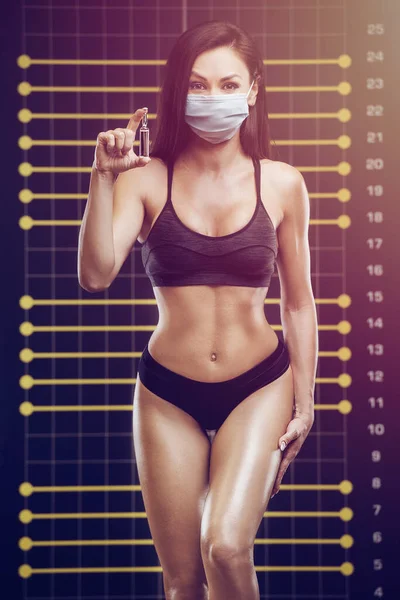 Fitness Koronavírus Betegség Covid Fertőzés Orvosi Illusztráció Izmok Edzés Csinos — Stock Fotó