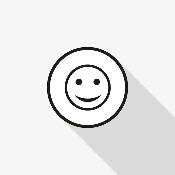 Icône vectorielle sourire avec une longue ombre sur le fond — Image vectorielle