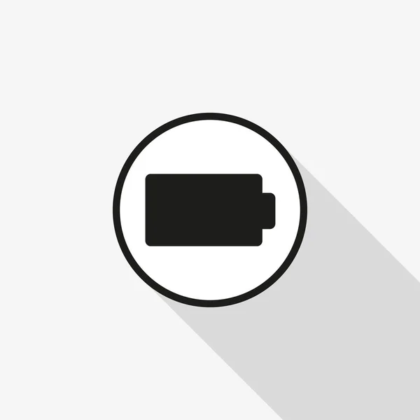 Icono del vector de la batería con una sombra larga en el fondo — Archivo Imágenes Vectoriales