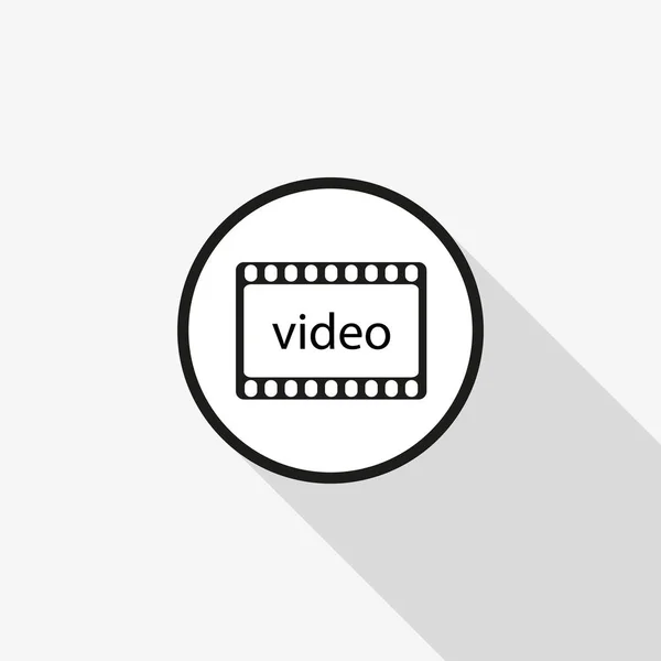 Vektor videóinak ikon-val egy hosszú árnyék a háttérben — Stock Vector