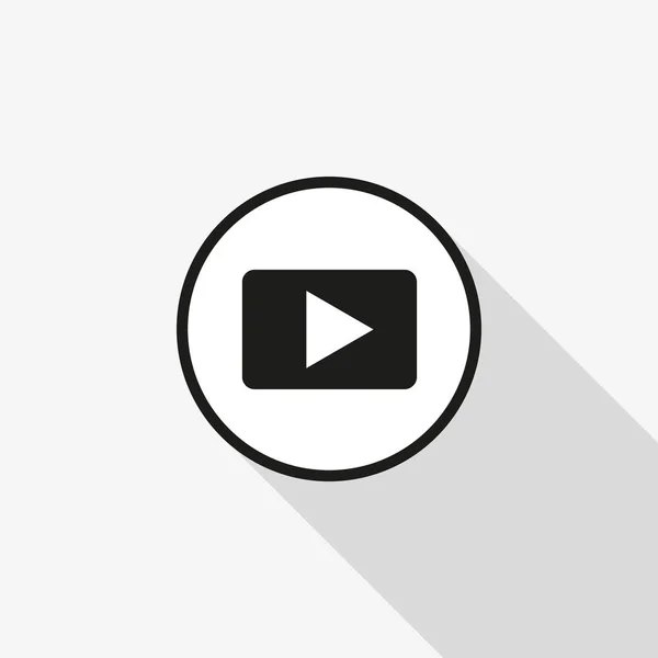 Icono de vídeo vectorial con una sombra larga en el fondo — Vector de stock