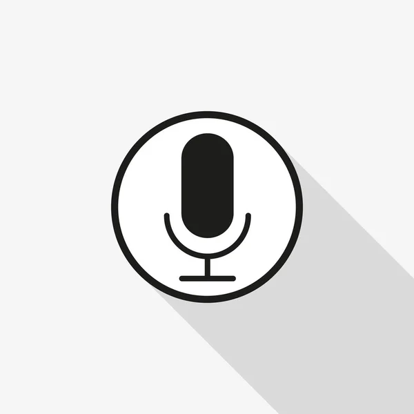 Vektorové ikony mikrofon s dlouhý stín na pozadí — Stockový vektor
