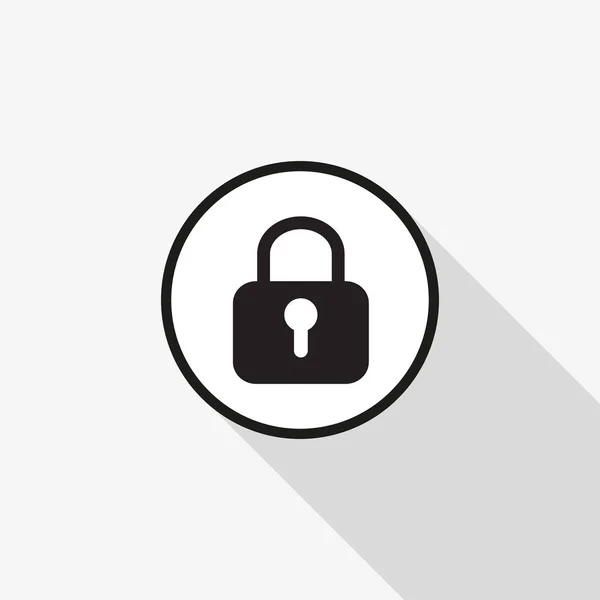 Lock icon vector met een lange schaduw op de achtergrond — Stockvector