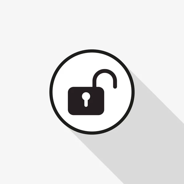 Lock icon vector met een lange schaduw op de achtergrond — Stockvector