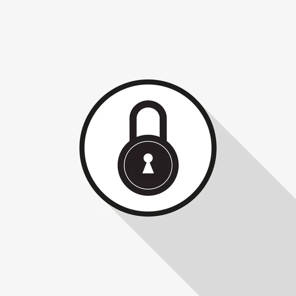 Lock icon vector met een lange schaduw op de achtergrond — Stockvector