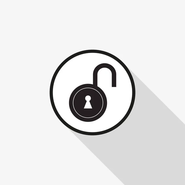 Lock icon vector met een lange schaduw op de achtergrond — Stockvector