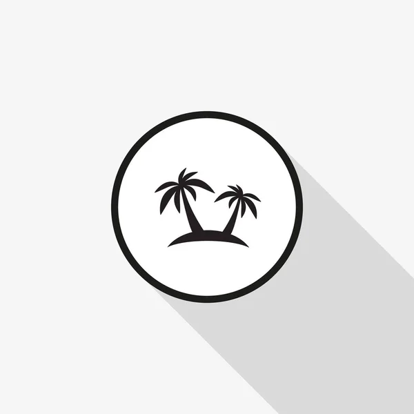 Ícone de vetor palmeira com uma longa sombra no fundo — Vetor de Stock