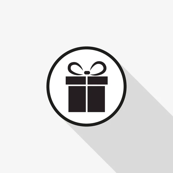 Het pictogram van de gift van de vector met een lange schaduw op de achtergrond — Stockvector