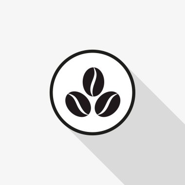 Arka planda uzun bir gölge ile vektör tahıl kahve simgesi