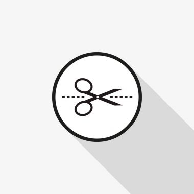 Arka planda uzun bir gölge ile vektör makas simgesi