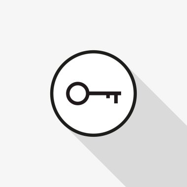 Arka planda uzun bir gölge ile vektör simge anahtar taşı