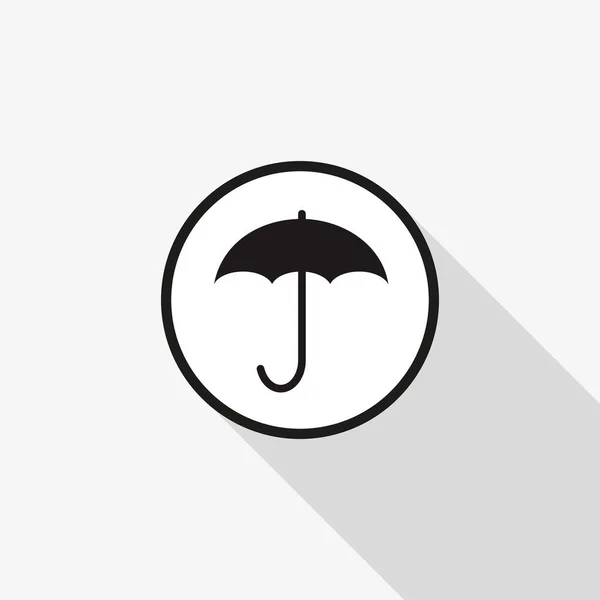 Paraguas icono vectorial con una larga sombra en el fondo — Vector de stock