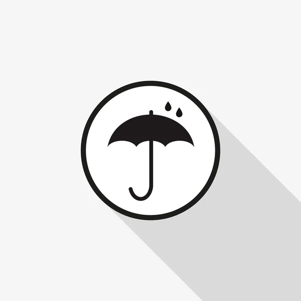 Parapluie icône vectorielle avec une longue ombre sur le fond — Image vectorielle