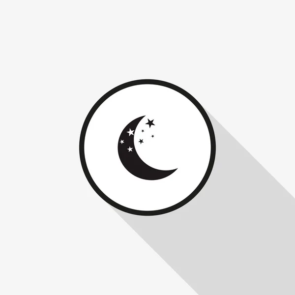 Icono vectorial luna con una larga sombra en el fondo — Vector de stock